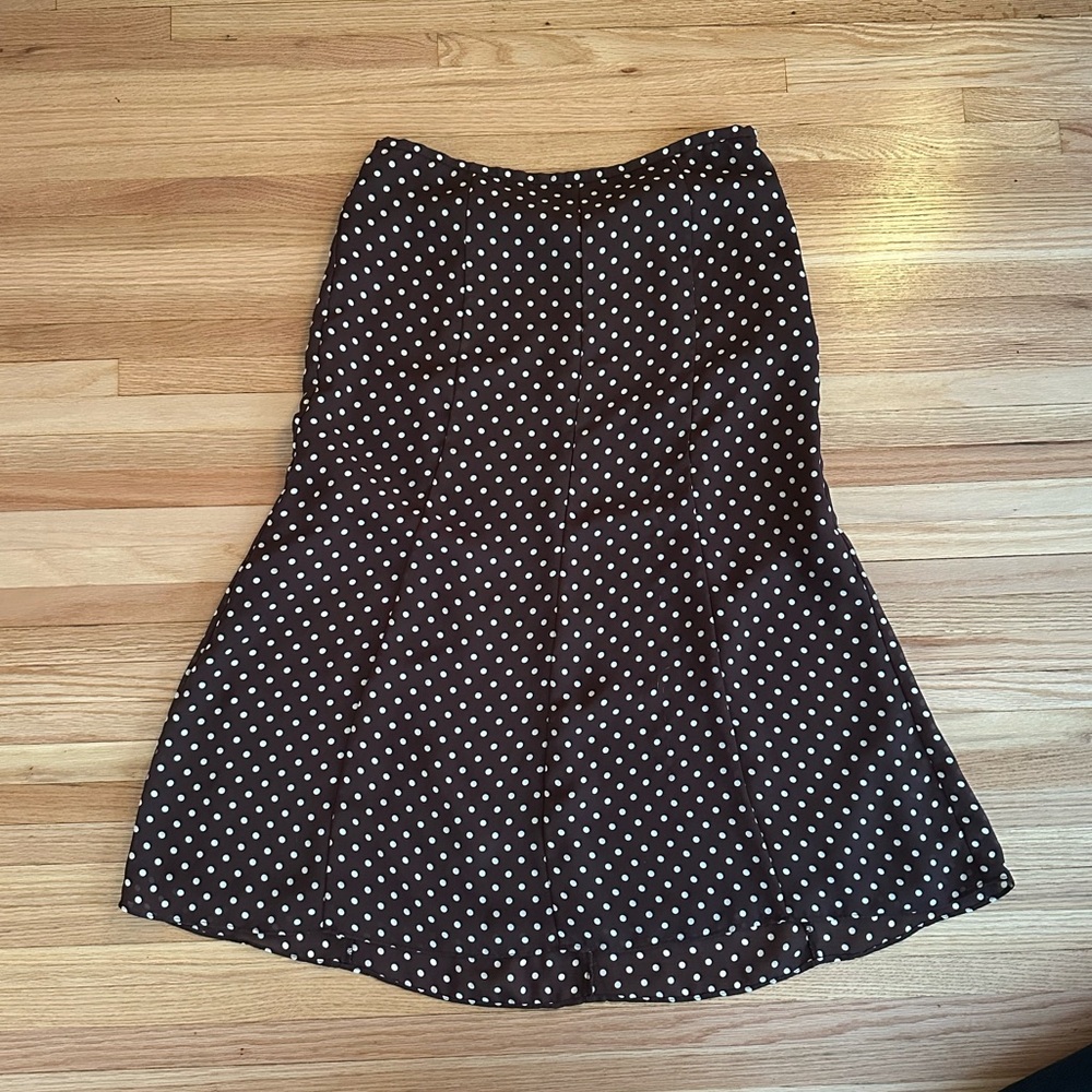 Rena Rowan Brown Polka Dot Midi Skirt